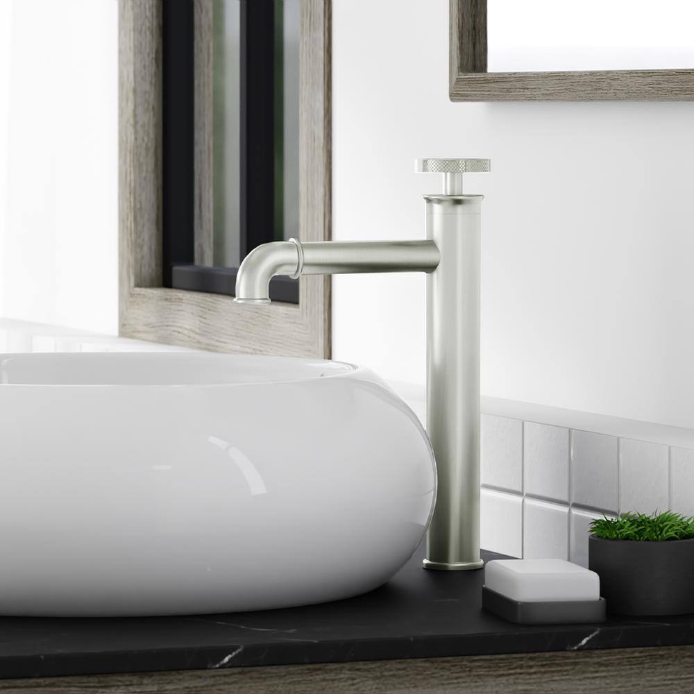 Brushed Nickel High Arc Single Handle Bathroom Faucet