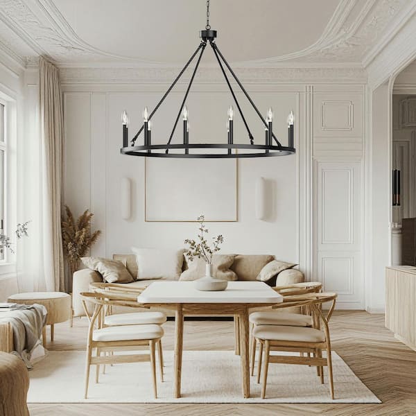 Bismarck 16 -Light Black Unique Wagon Wheel Chandelier with Wrought Iron Accents