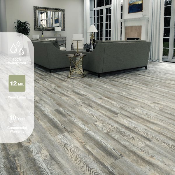 Everett Springs Pine 12 MIL x 7.1 in. W x 48 in. L Click Lock Waterproof Luxury Vinyl Plank Flooring (23.4 sq. ft./case)