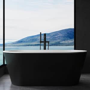 60 in. L x 29 in. W Acrylic Freestanding Soaking Flatbottom Non-Whirlpool Bathtub with Drain, CUPC Certified in Black