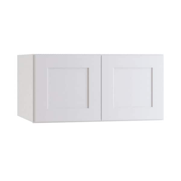Home Decorators Collection Newport Pacific White Plywood Shaker Assembled Deep Wall Kitchen Cabinet Soft Close 30 in W x 24 in D x 12 in H