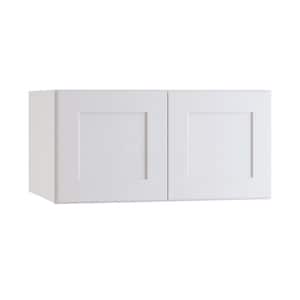 Newport Pacific White Plywood Shaker Assembled Deep Wall Kitchen Cabinet Soft Close 30 in W x 24 in D x 18 in H