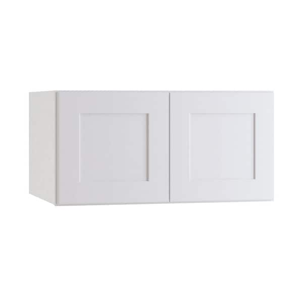 Home Decorators Collection Newport Pacific White Plywood Shaker Assembled Deep Wall Kitchen Cabinet Soft Close 33 in W x 24 in D x 15 in H