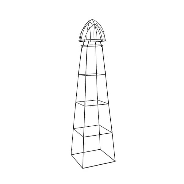 ACHLA DESIGNS 82 in. H Minar Pylon Garden Trellis, Decorative Plant Support, Wrought Iron, Graphite Powder Coated