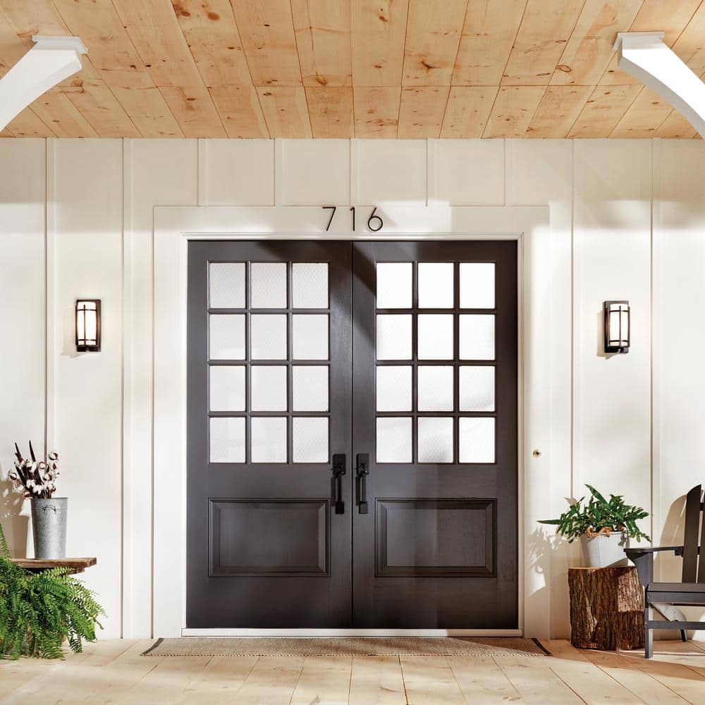 Rustic Black Iron Lantern Wall Light with White Shade