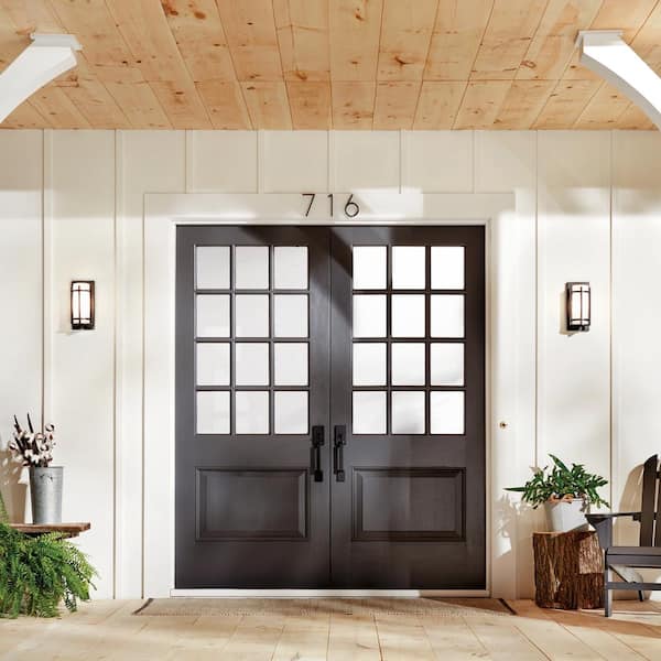 Camden 11 in. 1-Light Anvil Iron Outdoor Hardwired Wall Cylinder Sconce with No Bulbs Included (1-Pack)