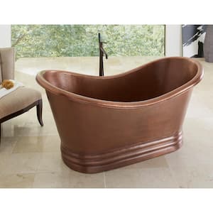 Euclid 71.5 in x 33.5 in. Freestanding Bathtub with Center Drain in Antique Copper