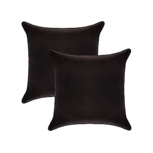 A1HC Smoky Black 20 in. x 20 in. Velvet Throw Pillow Covers Set of 2