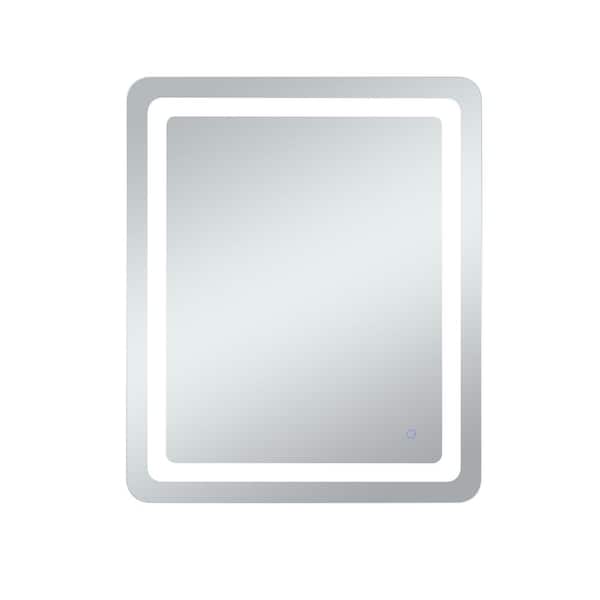 Unbranded Home Living 30 in. W x 36 in. H Rectangular Frameless LED Wall Bathroom Vanity Mirror in Glossy White(Color Changing)