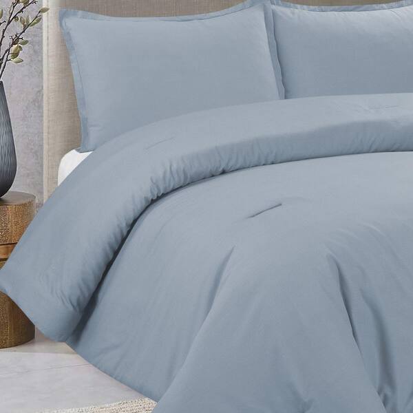 Nouvelle Home Perfectly Cotton 3-Piece Light Blue Solid Cotton