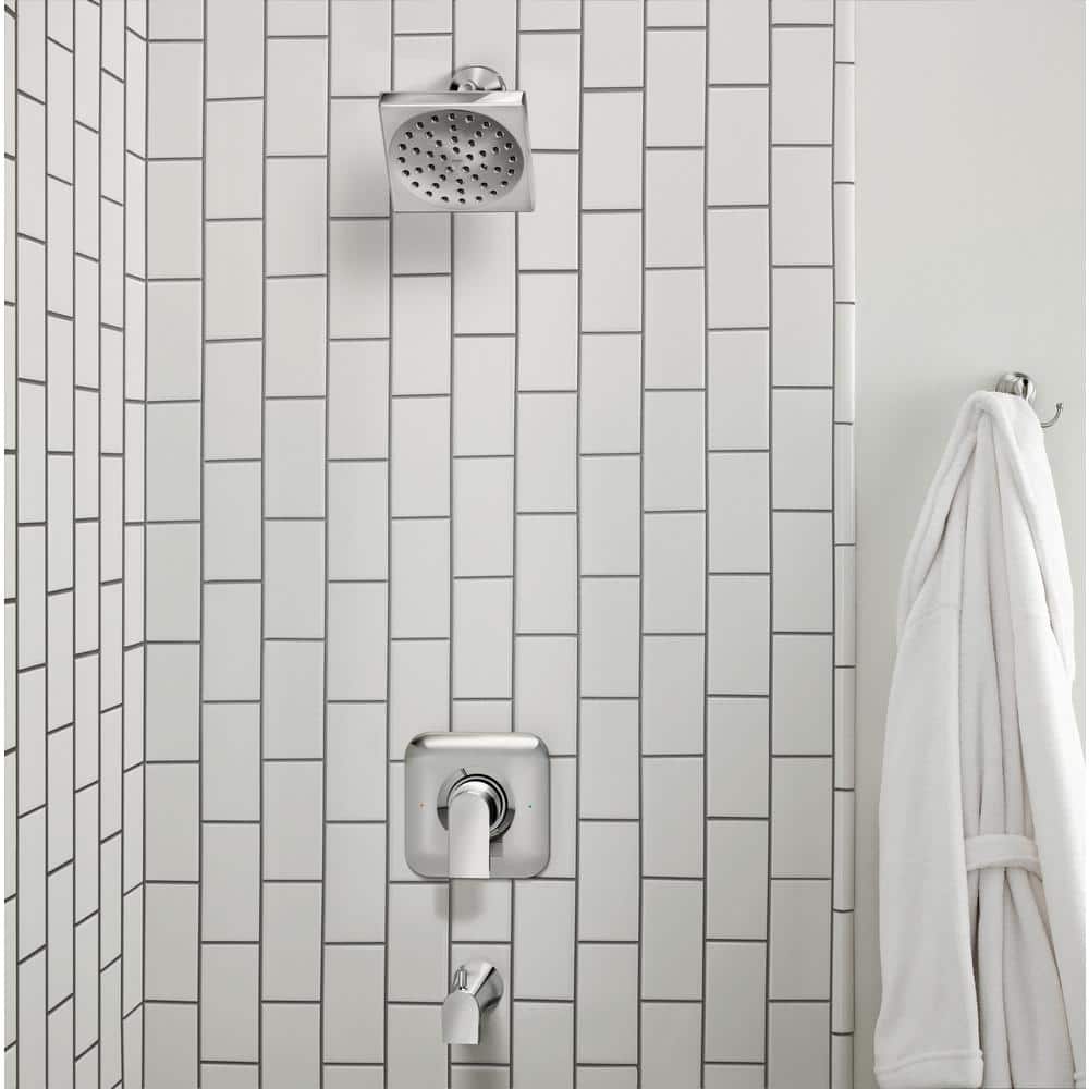 Moen Genta Chrome Square Wall Mounted Tub and Shower Faucet