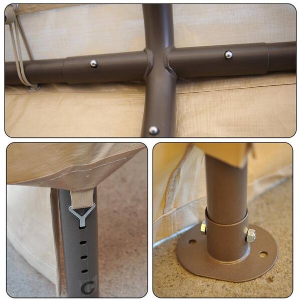 Beige Roof Steel Frame Heavy-Duty 