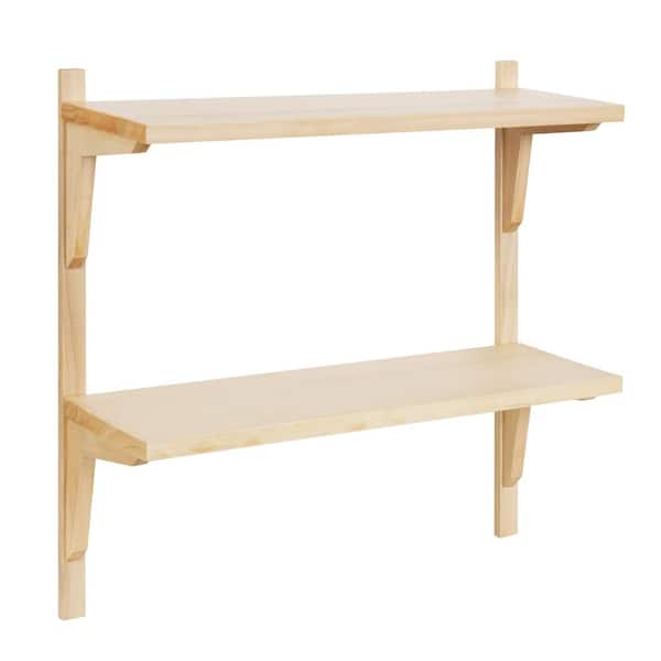 Kate and Laurel Meridien 8.00 in. D 24.00 in. W 24.00 in. H Natural Wood Floating Decorative Wall Shelf