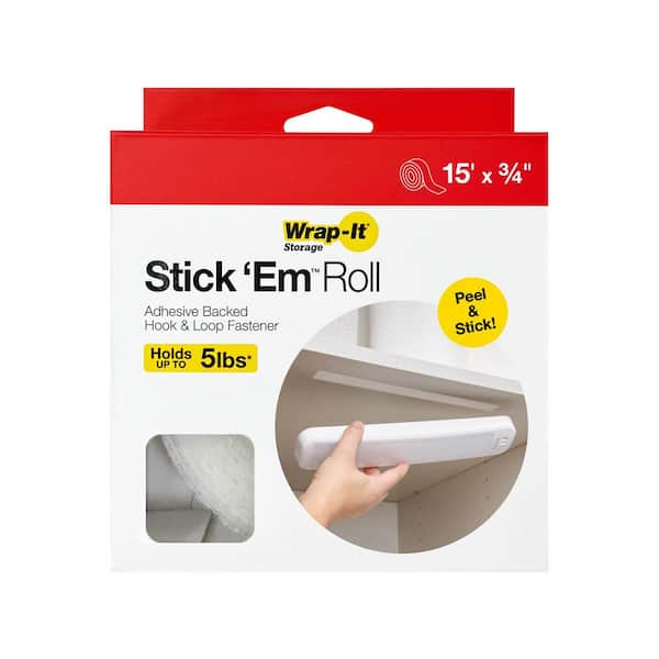 15 ft. x 3/4 in. Stick 'Ems Adhesive Backed Hook and Loop Tape Roll