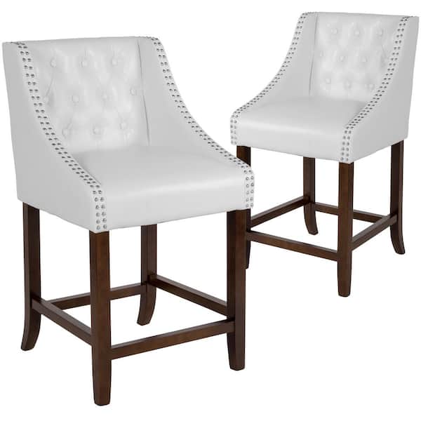 Carnegy Avenue 24 In White Leather Bar, Bar Stools And Bar Chairs