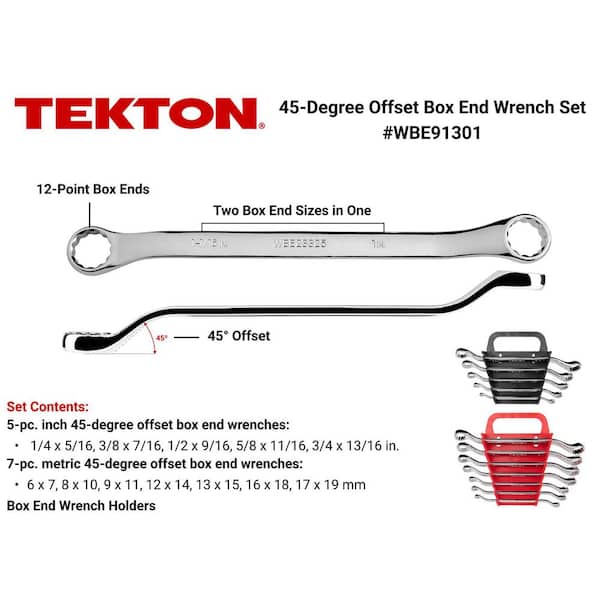 45-Degree Offset Box End Wrench Set, 12-Piece (1/4-13/16 in., 6-19 mm) - Holder