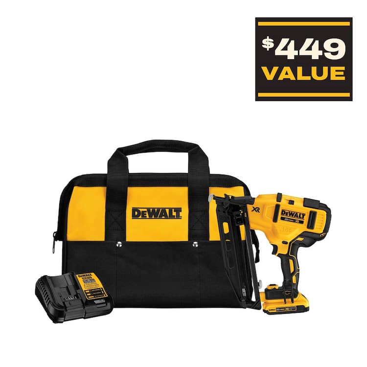 DEWALT 20V MAX XR 16-Gauge Electric Cordless Angled Finishing Nailer Kit
