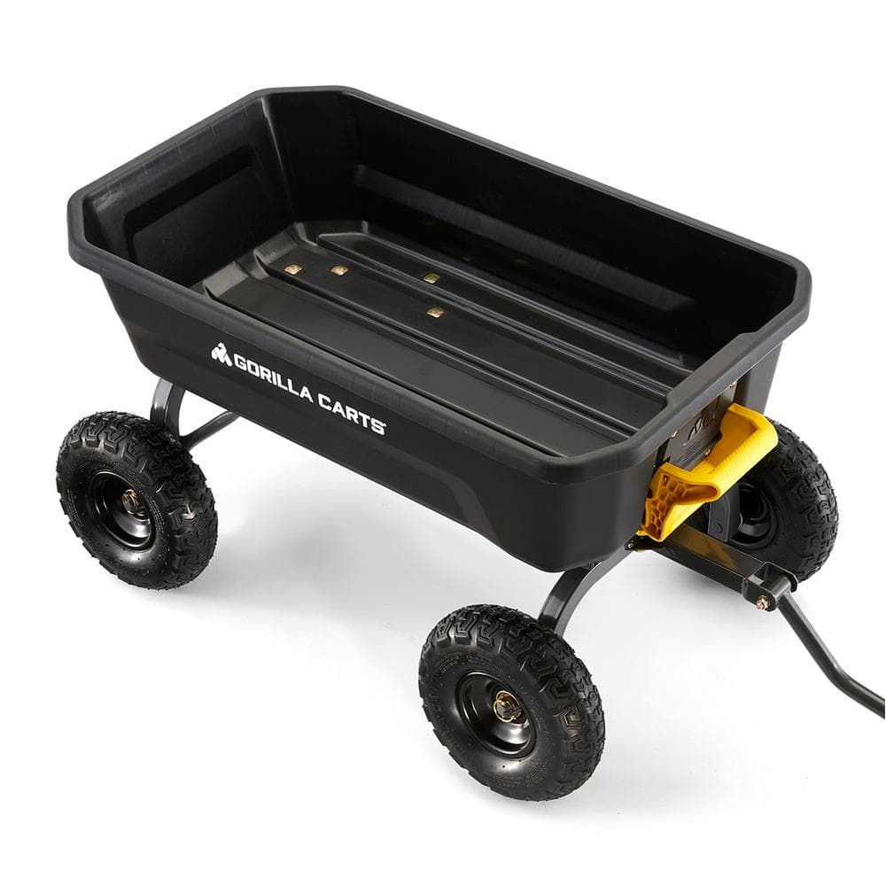 Gorilla 4 Cu. Ft. Black Poly Garden Dump Cart with Steel Handle