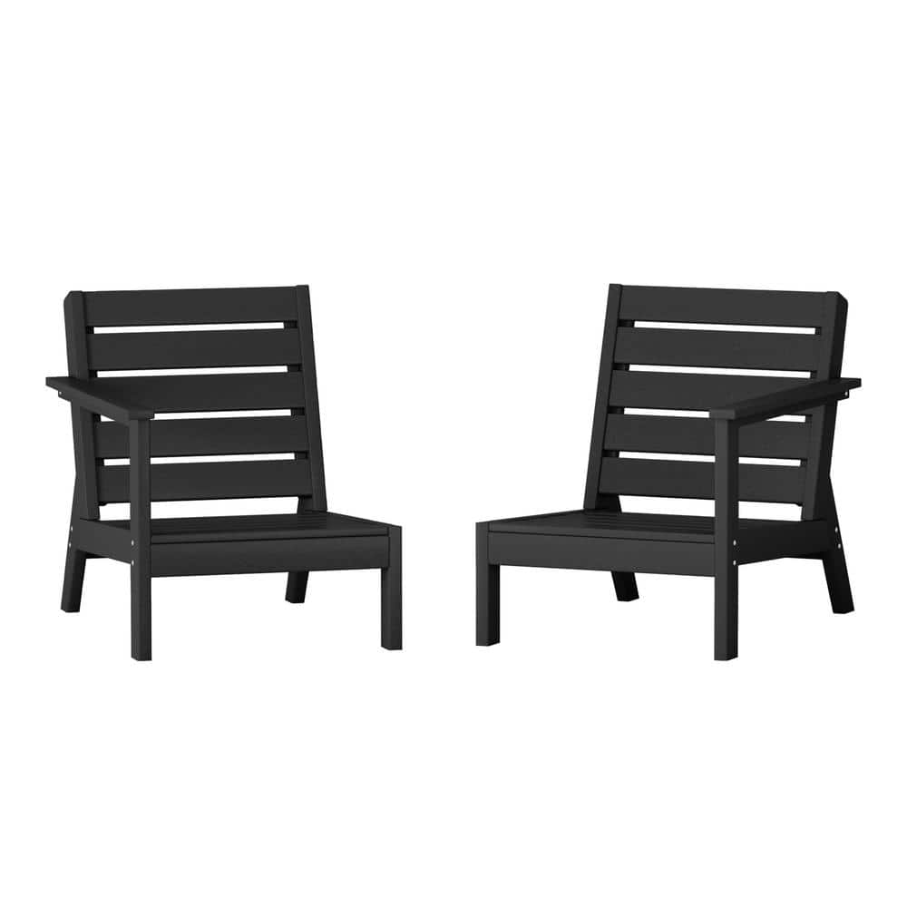 Birchwood Outdoor Patio 2-Piece Deep Seating HDPE Sectional Loveseat Arm Chairs Set in Black price history on PriceWatchPro