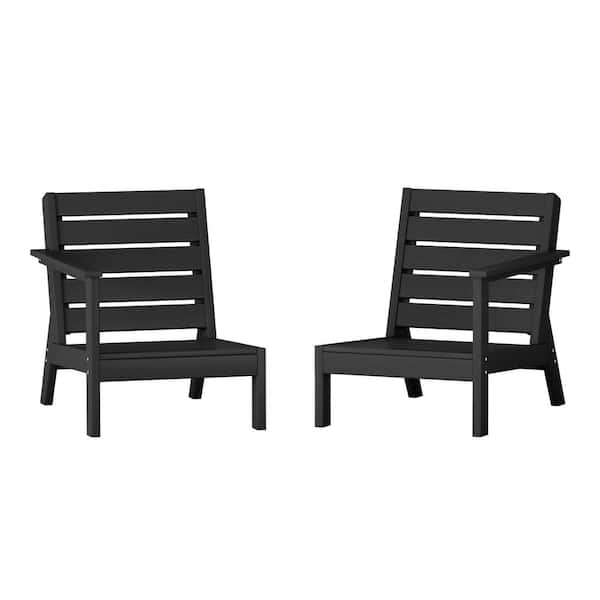 WESTIN OUTDOOR Birchwood Outdoor Patio 2-Piece Deep Seating HDPE Sectional Loveseat Arm Chairs Set in Black
