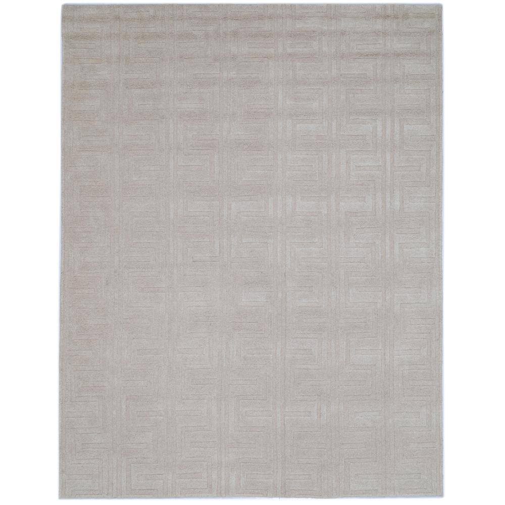 NUSTORY Ivory 8 ft. x 10 ft. Rectangle Solid Color Wool, Cotton Area