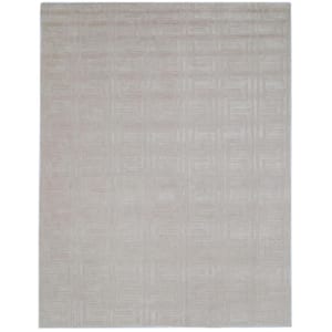 Ivory 8 ft. x 10 ft. Rectangle Solid Color Wool, Cotton Area Rug