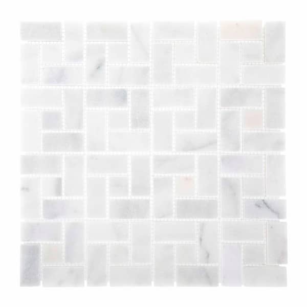 Jeffrey Court Ice Blocks White 11.875 in. x 11.875 in. Honed Marble Wall and Floor Mosaic Tile (9.79 sq. ft./Case)
