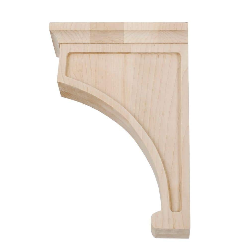 14 in x 3-7/8 in x 9 in Unfinished Large Solid Traditional Plain Wood Bracket Corbel
