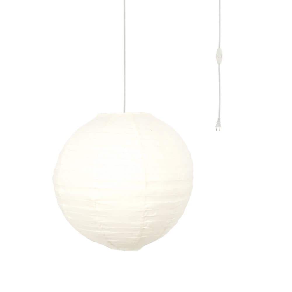 MPG Orb 20 in. 60-Watt 1-Light Ivory Hanging Lantern Pendant