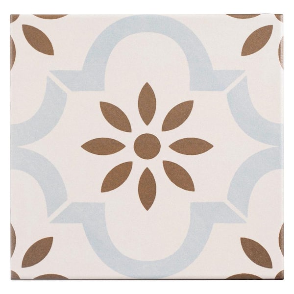 ANDOVA Istanelle Theosis Blue 8 in. Encaustic Matte Porcelain Wall and Floor Tile (8.17 sq. ft./Case)
