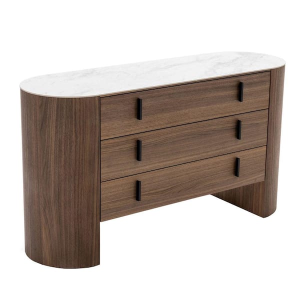 Benjara 55 in. Brown and White Wooden Dresser Without Mirror