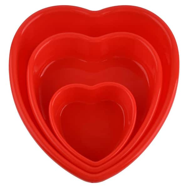 3 Piece Silicone Heart Cake Pan Set Nonstick Reusable Food Grade Baking Mold for Brownie Valentine Wedding