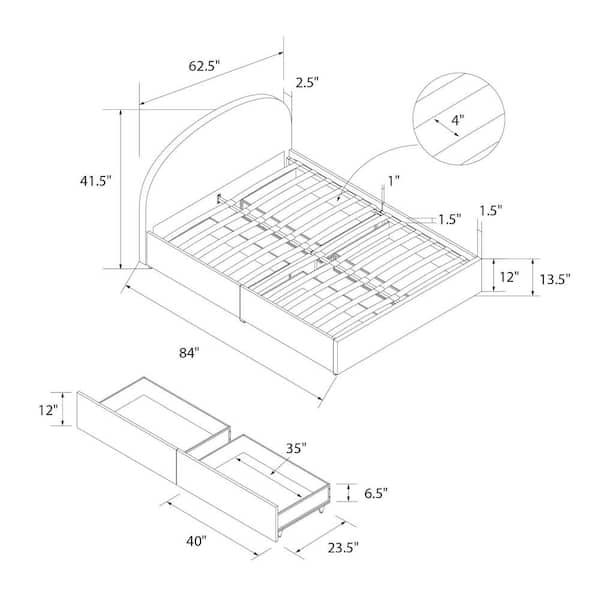 Queen Bed (Round) Dimensions & Drawings