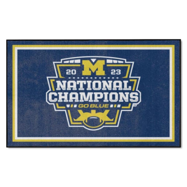 FANMATS Michigan 2023-24 National Champions Blue 3 ft. x 5 ft. Plush Area Rug