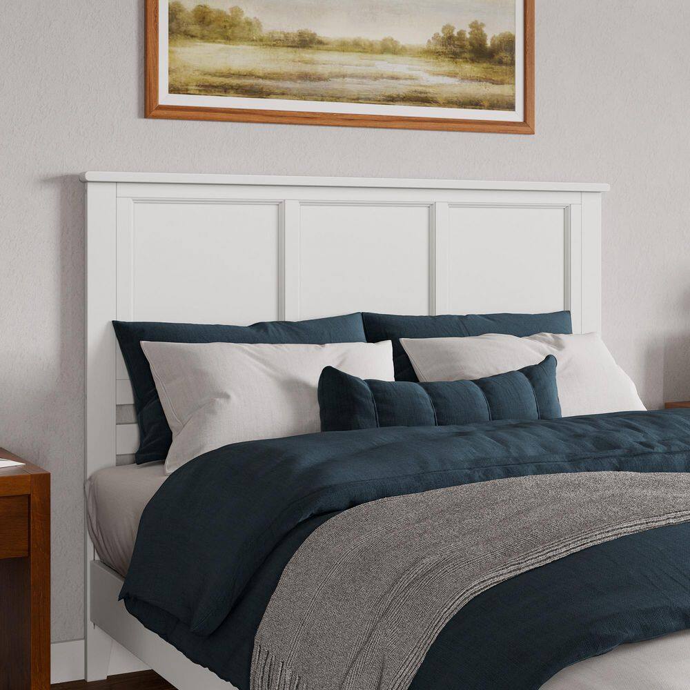 Charlotte White Solid Wood Queen Platform Bed with Headboard