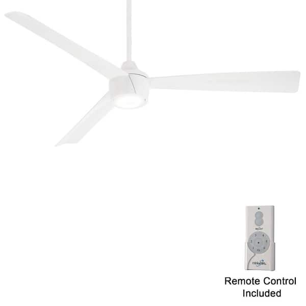 MINKA-AIRE Skinnie 56 in. LED Indoor/Outdoor Flat White Ceiling Fan with Light and Remote Control