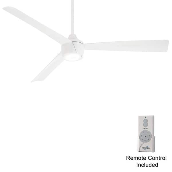 Skinnie 56 in. LED Indoor/Outdoor Flat White Ceiling Fan with Light and Remote Control