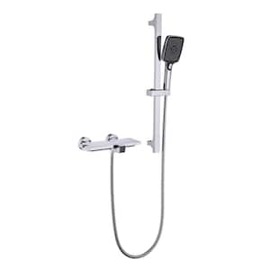 Single-Handle Wall Mount Roman Tub Faucet with 3 Spray Pattern Hand Shower, Adjustable Sidebar Bathtub Filler in Chrome