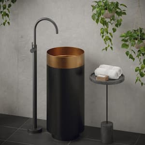 CCP200 32-3/4 in. Stainless Steel Pedestal Sink in Brushed Copper and Gunmetal Grey