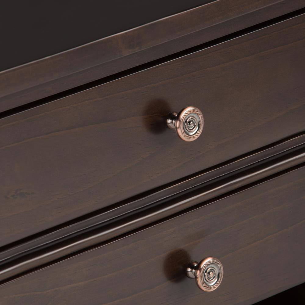 Carlton Transitional Dark Tobacco Brown Solid Wood Bedside Nightstand
