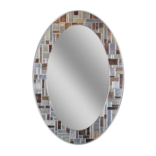 Deco Mirror 31 in. L x 21 in. W Windsor Oval Tile Wall Mirror