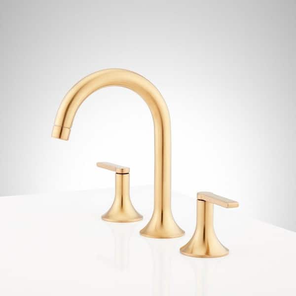 SIGNATURE HARDWARE Lentz 8 in. Widespread Double Handle Bathroom Faucet in Matte Black