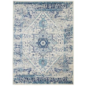 Tranquil Ivory/Navy 5 ft. x 7 ft. Persian Vintage Area Rug