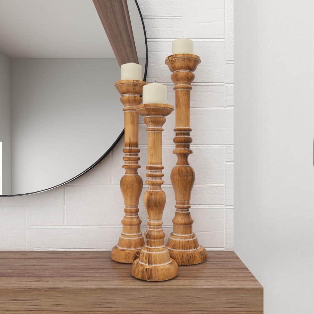 Elegant 24" Tall Wooden Candlestick with Fine Craftsmanship