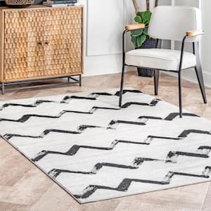 Addison Modern Gray 6 ft. 7 in. x 9 ft. Chevrons Area Rug