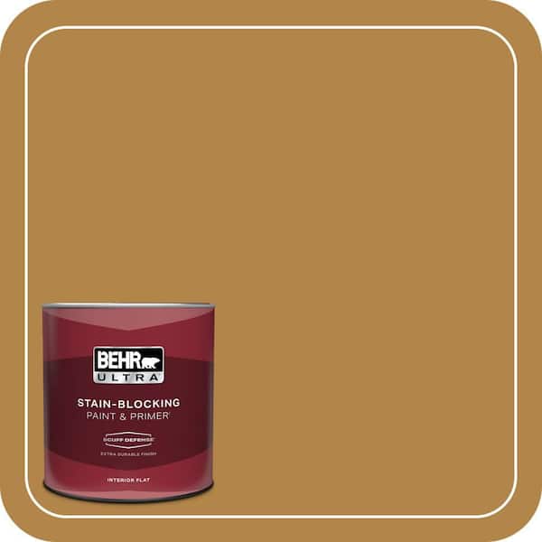 BEHR ULTRA 1 qt. #MQ4-09 Rice Curry Extra Durable Flat Interior Paint & Primer