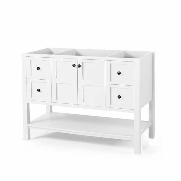 Noble House Jaeden 48 In W X 22 In D Bath Vanity Cabinet Only In White 65710 The Home Depot