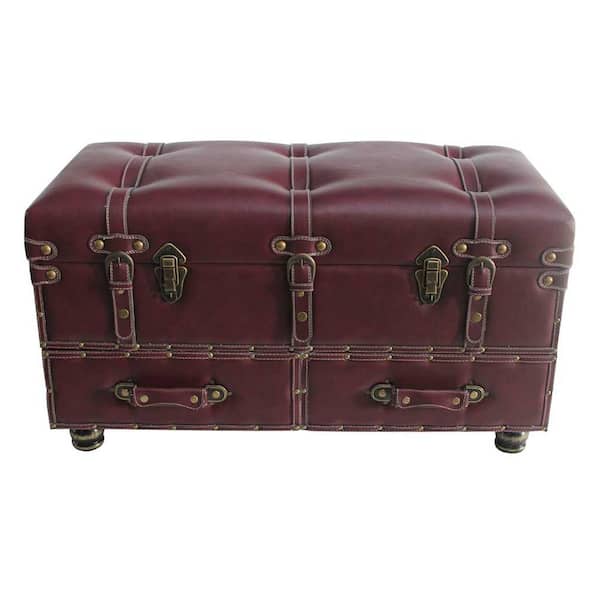 River of Goods Burgundy Faux Leather Trunk