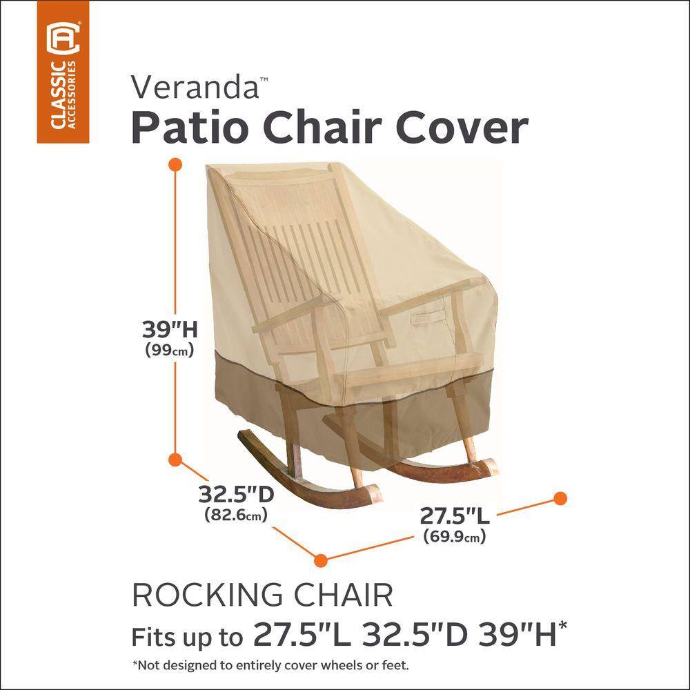 Medium Pebble and Bark Polyester Patio Rocking Chair Cover