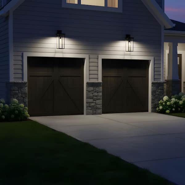 19.7 in. 1-Light Black Outdoor Wall Sconce for Porch, Garage or Entry Lighting（2-Pack）